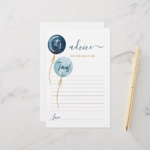 Navy Blue balloons twins Advice for Mum To Be card