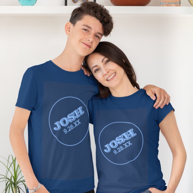 Navy Blue Bar Mitzvah with Name Logo T-Shirt (Creator Uploaded)