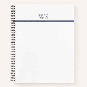 Navy Blue Bar Monogram Notebook