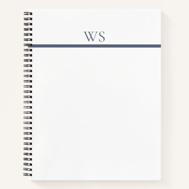 Navy Blue Bar Monogram Notebook (Front)