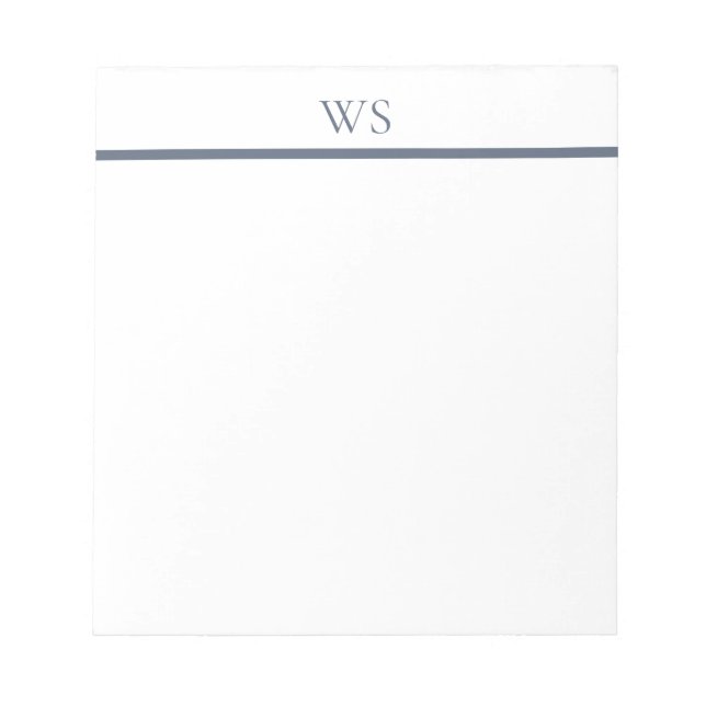 Navy Blue Bar Monogram Personalised Notepad (Front)