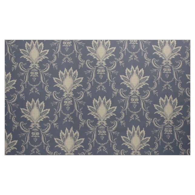 Navy blue Baroque French pineapple fabric (Yard)