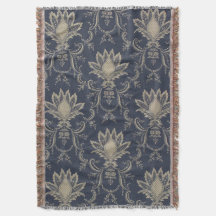Navy blue Baroque French pineapple fabric