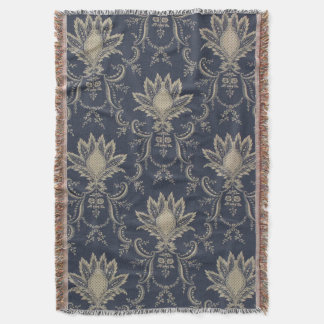 Navy blue Baroque French pineapple fabric Throw Blanket