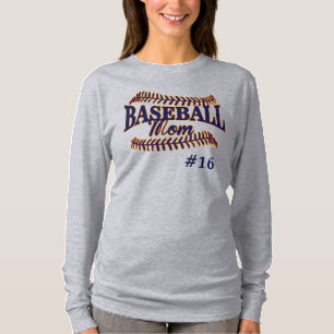 Navy Blue Baseball Mum with Player Number T-Shirt