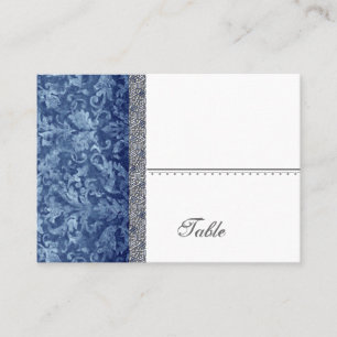 Navy Blue Batik Feeling Damask Table Place Card