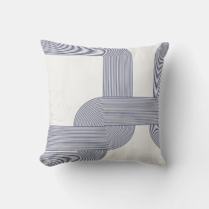 Navy Blue Bauhaus Design on Cream Cushion