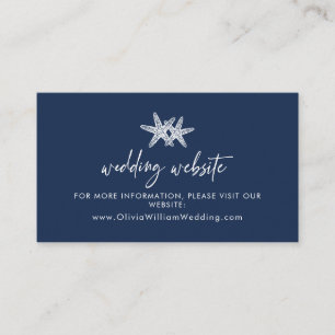 Navy Blue Beach Starfish Wedding Website Enclosure Card