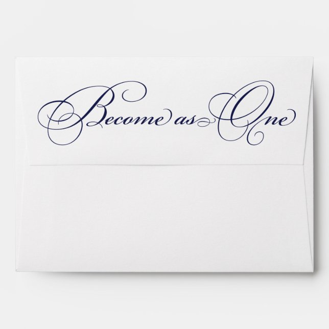 Navy Blue Become as One Christian Wedding Envelope (Back (Top Flap))