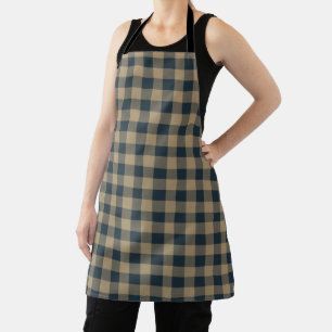 Navy Blue & Beige Buffalo Plaid Chequered Pattern  Apron