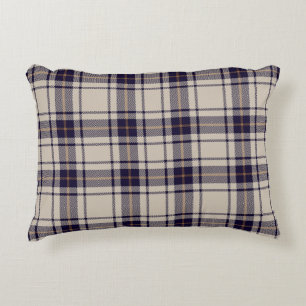 Navy Blue Beige Scottish Tartan Plaid Pattern Decorative Cushion