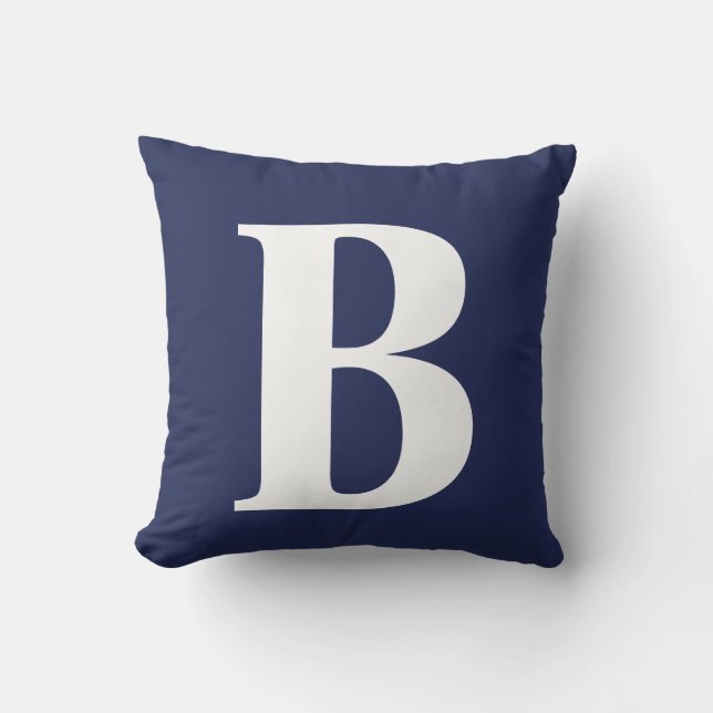 Navy Blue Big Bold Monogram  Cushion (Front)