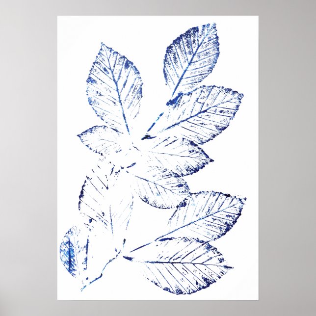 navy blue birch leaves plant print 1 (Front)