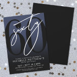 Navy Blue Black 60th Birthday Party Invitation<br><div class="desc">Celebrate sixty years in style with this modern faux gold to black gradient 60th birthday party invitation. The design features a large black "60" across most of the card, with a handwritten script-style white "Sixty" layered over it for a bold, contemporary look. The party details sit neatly at the bottom...</div>
