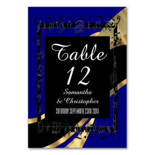 Navy blue, black and gold personalised number table number