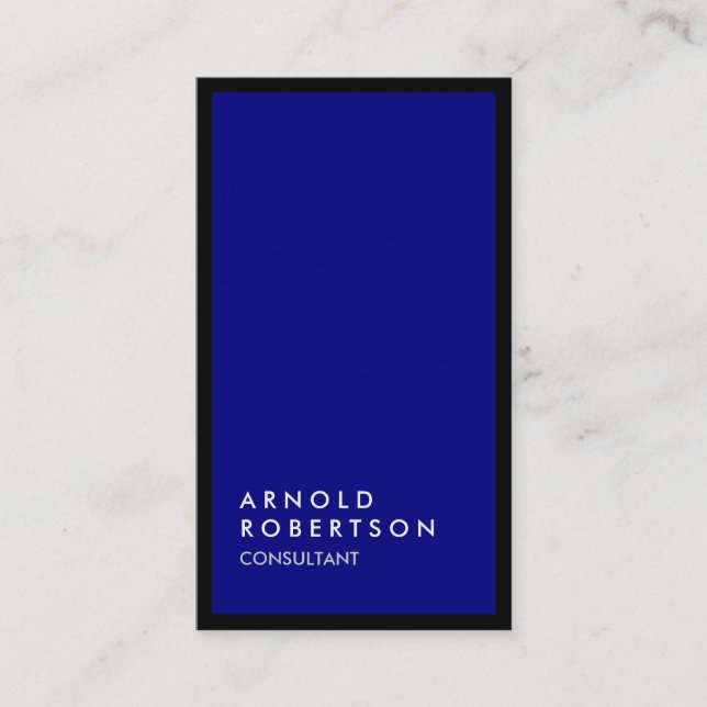 Navy Blue Black Border Vertical Business Card (Front)