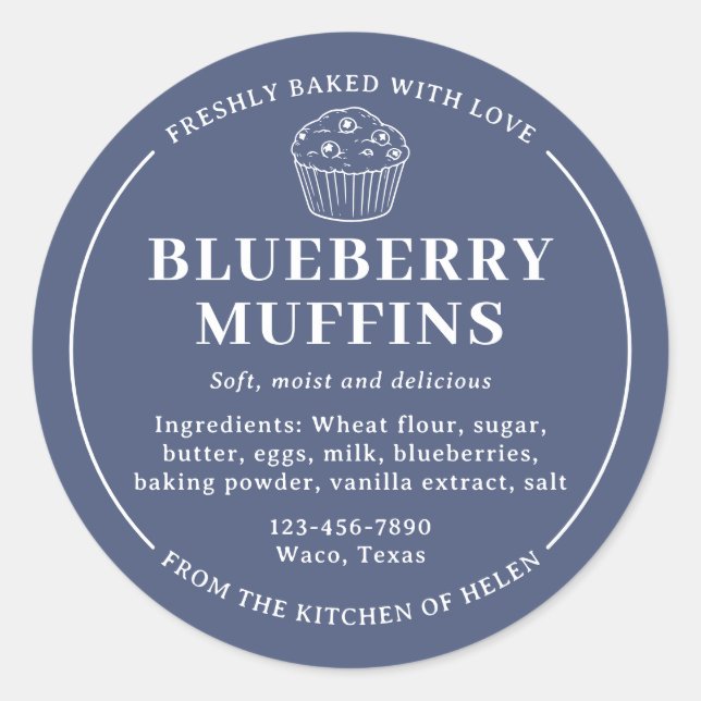 Navy Blue Blueberry Muffins Ingredient Label (Front)