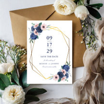 Navy Blue & Blush Floral Geometric Wedding