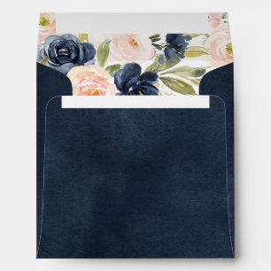 Navy Blue & Blush Floral Watercolor Bridal Shower  Envelope
