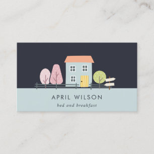 NAVY BLUE BLUSH GARDEN HOME STAY BED & BREAKFAST BUSINESS CARD