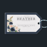 Navy Blue Blush Pink Floral Bridal Shower No Wrap Gift Tags<br><div class="desc">Enclose this gift tag with your invitations for you guests to attach to their gifts. Designed to match my bestselling Elegant Navy Blue Blush Watercolor Floral Bridal Shower Suite, this No Wrap gift tag features the same elegant script calligraphy and text, hand painted watercolor florals, and navy blue border. The...</div>