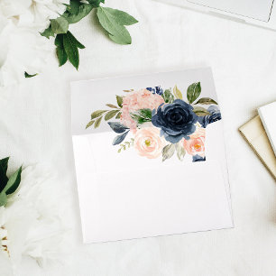 Navy Blue & Blush Pink Floral Envelope 2