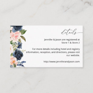 Navy Blue & Blush Pink Floral SM Enclosure Card