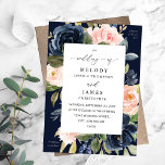 Navy Blue & Blush Pink Floral Wedding Fall Invitation<br><div class="desc">Get your guests in the excited for your wedding with your Navy Blue & Blush Pink Floral Wedding Invitations.</div>
