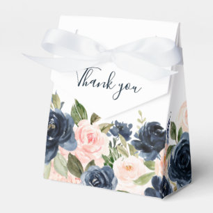 Navy Blue Blush Pink Rose Boho Wedding Favour Box