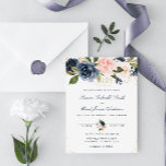 navy blue & blush watercolor floral wedding invitation<br><div class="desc">A elegant navy blue themed invite with a floral design. It features watercolor navy blue & blush flowers. You can personalize the colors and the black text.</div>