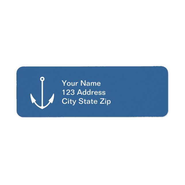 Navy blue boat anchor return address labels (Front)