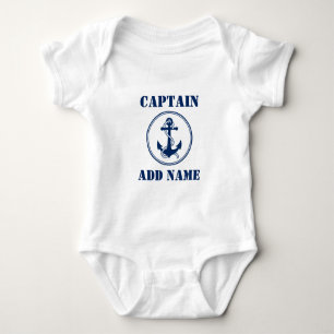 Navy Blue Boat Anchor with Rope & Baby Name/Rank Bodysuit