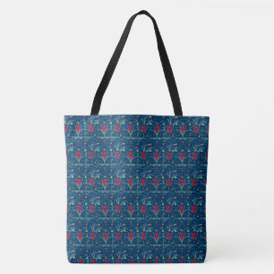 Navy Blue, Bohemian Style Pattern, Tote Bag