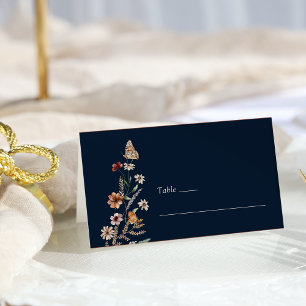 Navy Blue Boho Chic Wedding Place Card