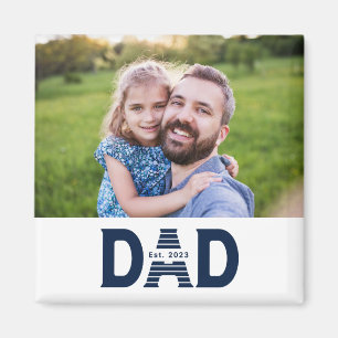 Navy Blue Bold Dad Established Photo Magnet