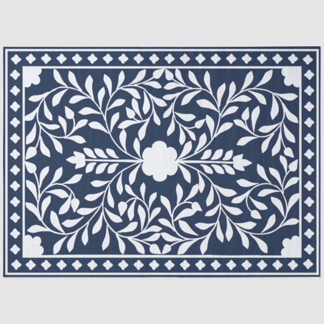 Navy Blue Bone Inlay Decoupage Paper (Front)