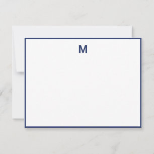 Navy Blue Border Bold Letter Minimalist Monogram Card