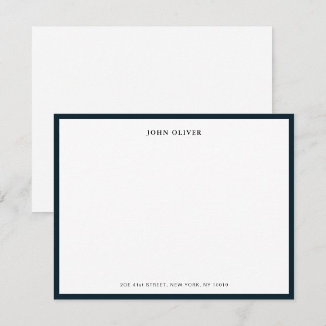 Navy blue border Formal Note Card (Front/Back)