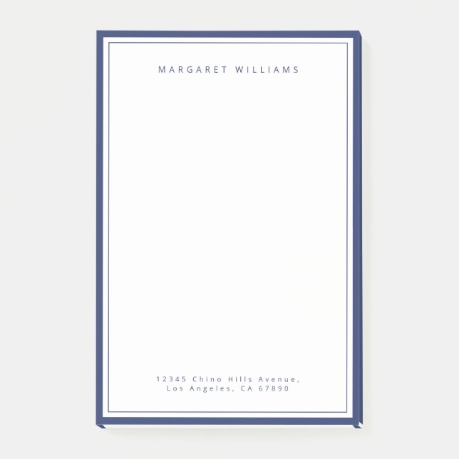 Navy Blue Border Modern Minimalist Post-it Notes (Front)