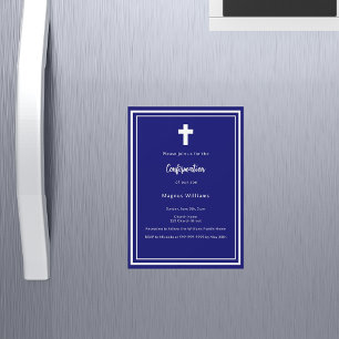 Navy blue boy Confirmation Magnetic Invitation