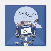 Navy Blue Bride & Groom Getaway Car Save the Date