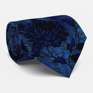 Navy Blue Bright Floral Damask Aristocrat Wedding Tie