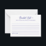 Navy Blue Bucket List Lifetime Adventures Wedding Advice Card<br><div class="desc">These charming navy blue bucket list cards will be a perfect alternative to a traditional wedding guest book. You'll have all your guests talking about the best ideas for you to visit or do in your life together as a married couple!</div>