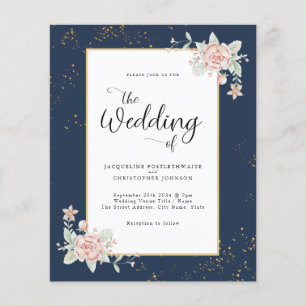 Navy Blue Budget Wedding Invitation Flyer