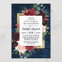 Navy Blue Burgundy Blush Gold Rustic Bridal Shower