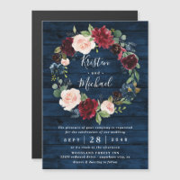 Navy Blue Burgundy Blush Watercolor Wreath Wedding