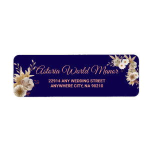Navy Blue Burgundy Gold Blush Wedding address labe Return Address Label