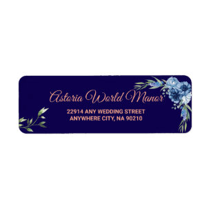 Navy Blue Burgundy Gold Blush Wedding address labe Return Address Label