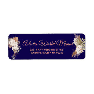 Navy Blue Burgundy Gold Blush Wedding address Return Address Label