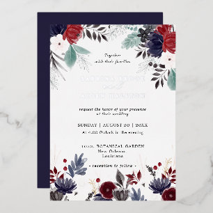 Navy Blue Burgundy Gothic Floral Wedding 